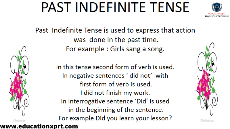 Past Indefinite Tense Structure With Examples