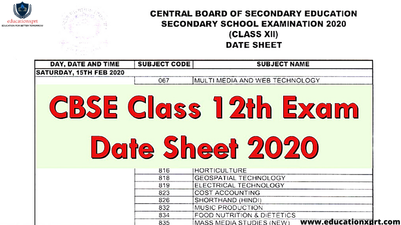 12th Commerce Date Sheet Cbse 2020 Released